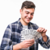 Jak zarabiać na promocjach bankowych? Man with short hair cound fan of dollar bills